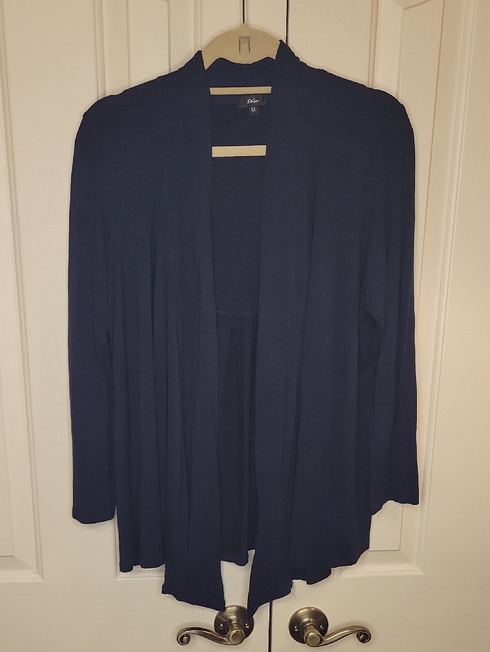 Storm Navy Open-Front Draped Cardigan